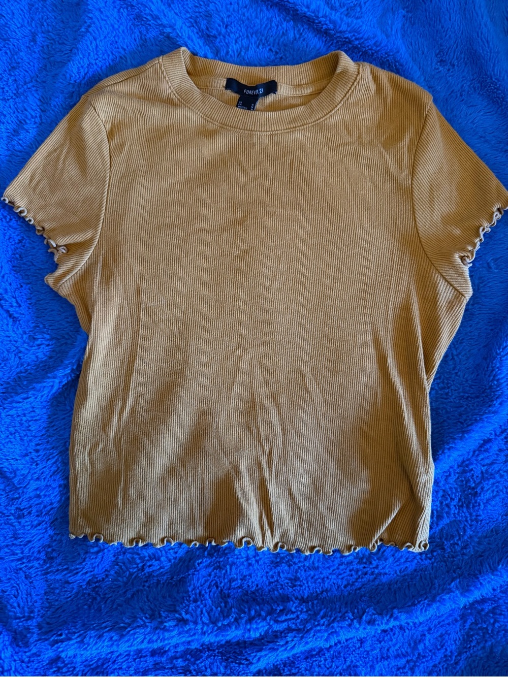 Forever 21 Ribbed Crewneck Tee in Mustard